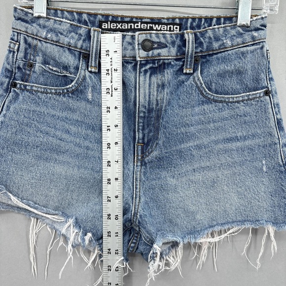 Alexander Wang Shorts Womens 25 High Rise Bite Denim Cutoff Raw Hem Made USA - Picture 8 of 16